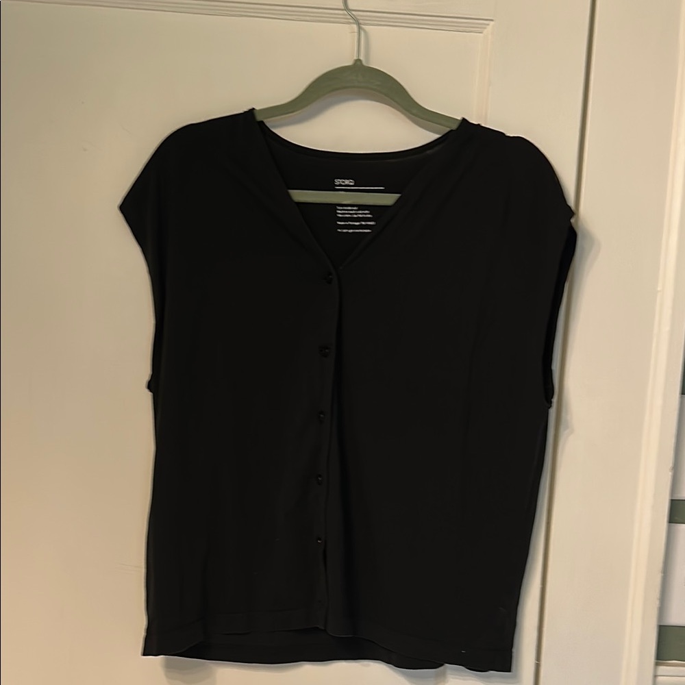 Storq Nursing/postpartum Black Button-Up Women's Top